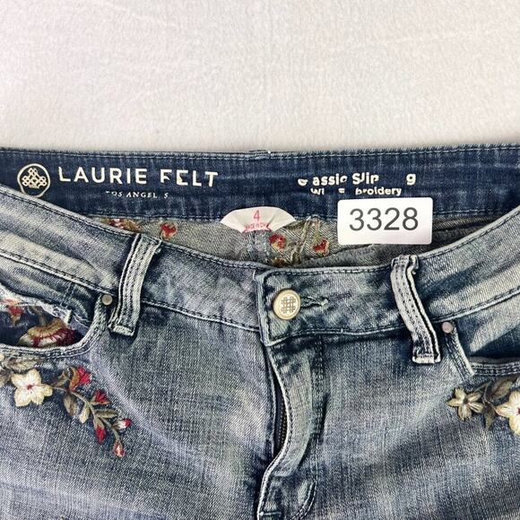 Laurie Felt Jeans Womens 4 Vintage Blue Classic Denim Embroidered Slim Leg Jean - Picture 6 of 15
